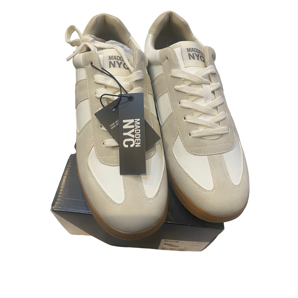 Madden NYC Mens Morddy Fashion Casual Sneakers White Beige Gum Sole 10.5 NEW
